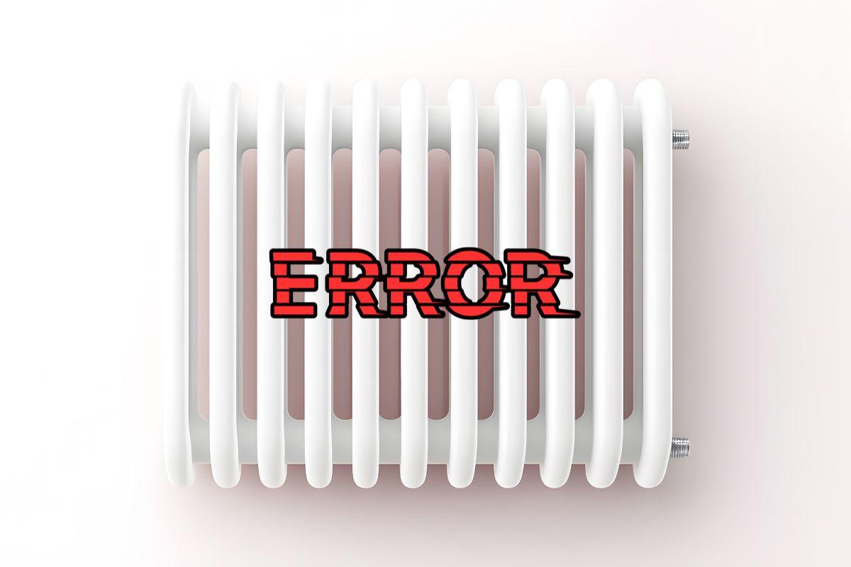 termosifone con scritta errore