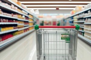corsia supermercato con carrello